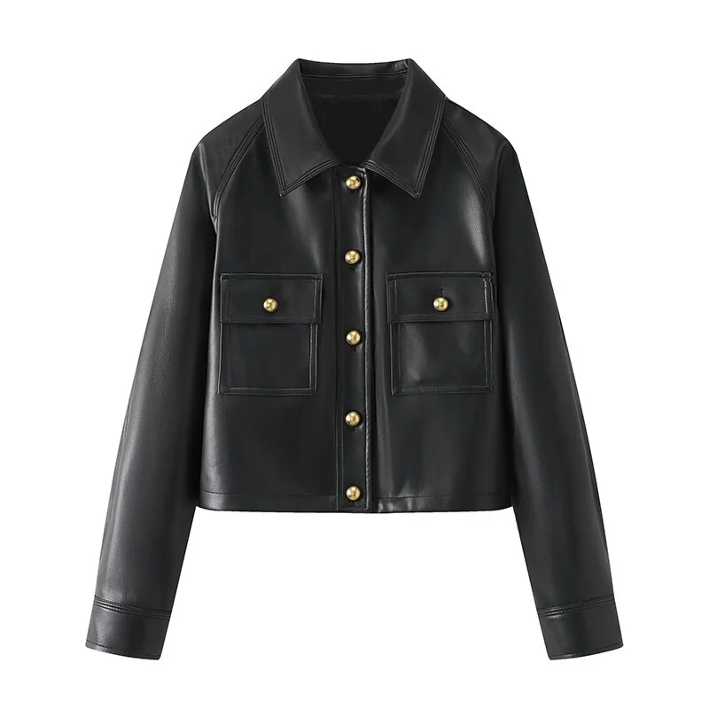 Etam Aige Es текстура пальто из искусственной кожи весна 2024 новая женская