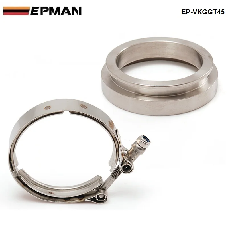 EPMAN GT45 T304 STAINLESS STEEL V-BAND TURBO/TURBOCHARGER DOWNPIPE CLAMP+FLANGE EP-VKGGT45