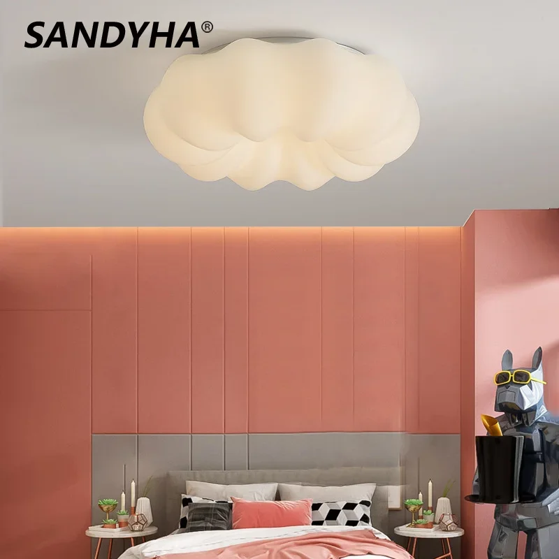

SANDYHA Modern Dimming Milky White Pumpkin Ceiling Light Nordic Bedroom Lamp for Creative Eye Protection Children's Room Bedroom