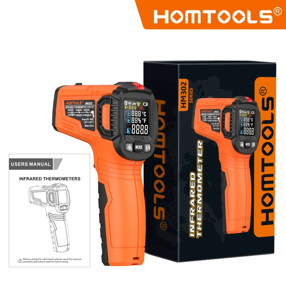 

HOMTOOLS HM302ABC Бесконтактный лазерный термометр