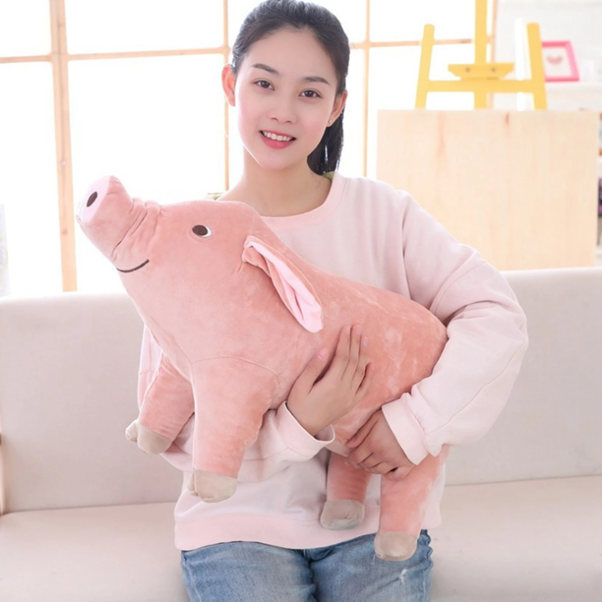 New 25CM Plush Toys Cartoon Pig Shaped Doll Throw Pillow Stuffed Toys Nice Gift For Kids Adults Lovely Dark Pink Hot Sale images - 6