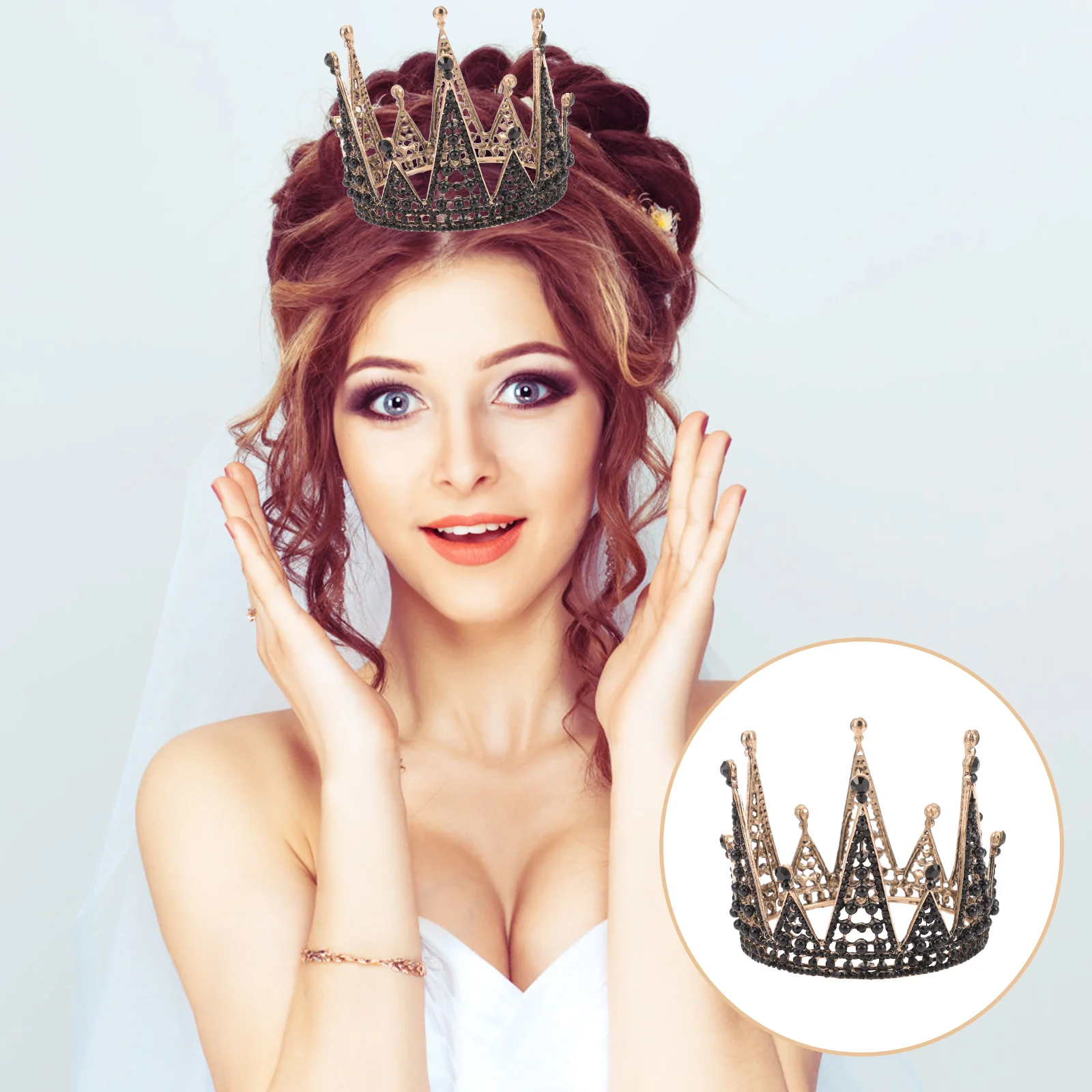 Корона черная винтажная тиара для невесты из сплава короны на день рождения