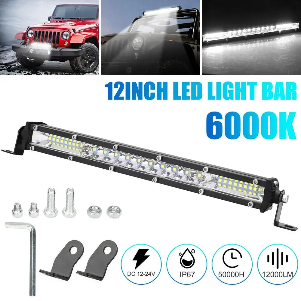 

12 Inch 450W LED Work Light Bar Flood Lamp Combination Truck Driving Light 6000K 12000LM For SUV 4WD