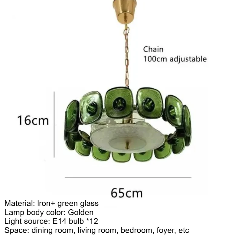 

Подвесная люстра из стекла, золото, E14, 110-220 В