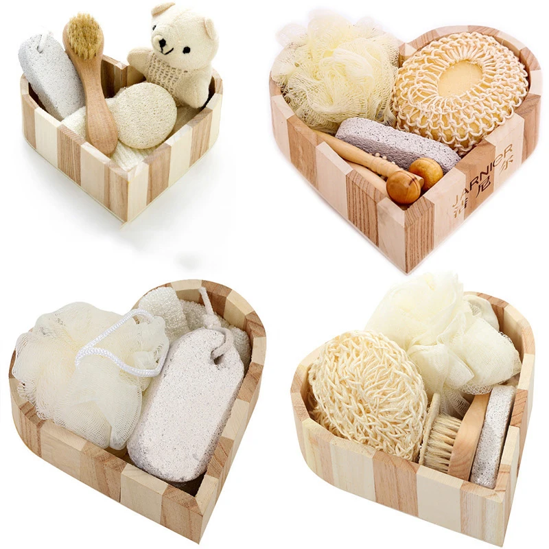 Bathing Skin Cleaning Kit Spa Gift For Women Sisal Bath Flower Kit Back Scrubber Gloves Massager
