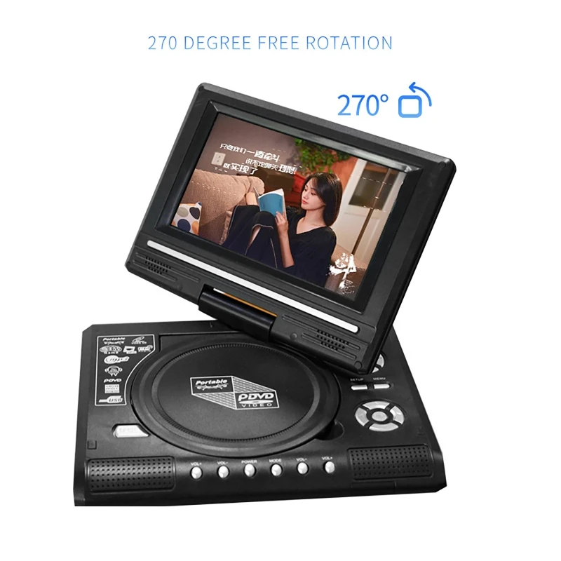 Мини DVD-плеер 7,8 дюймов настольный цифровой Smart TV CD EVD дисковые проигрыватели с дистанционным управлением портативный поворотный экран на 270 ° для путешествий