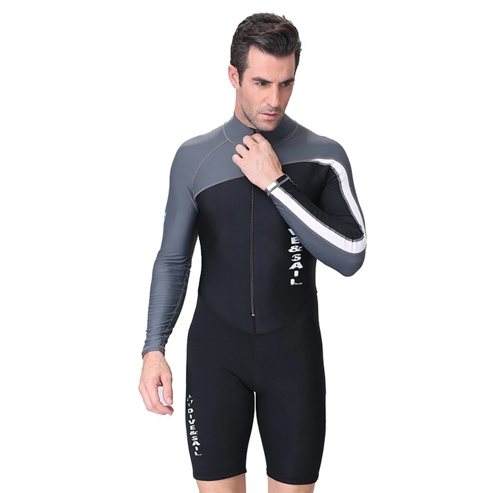 Fashion Men Women One-Piece Sunscreen Surfing Suit Quick-Drying Long-Sleeve Swimsuit Water Sports Beach Swim Surfing Suit