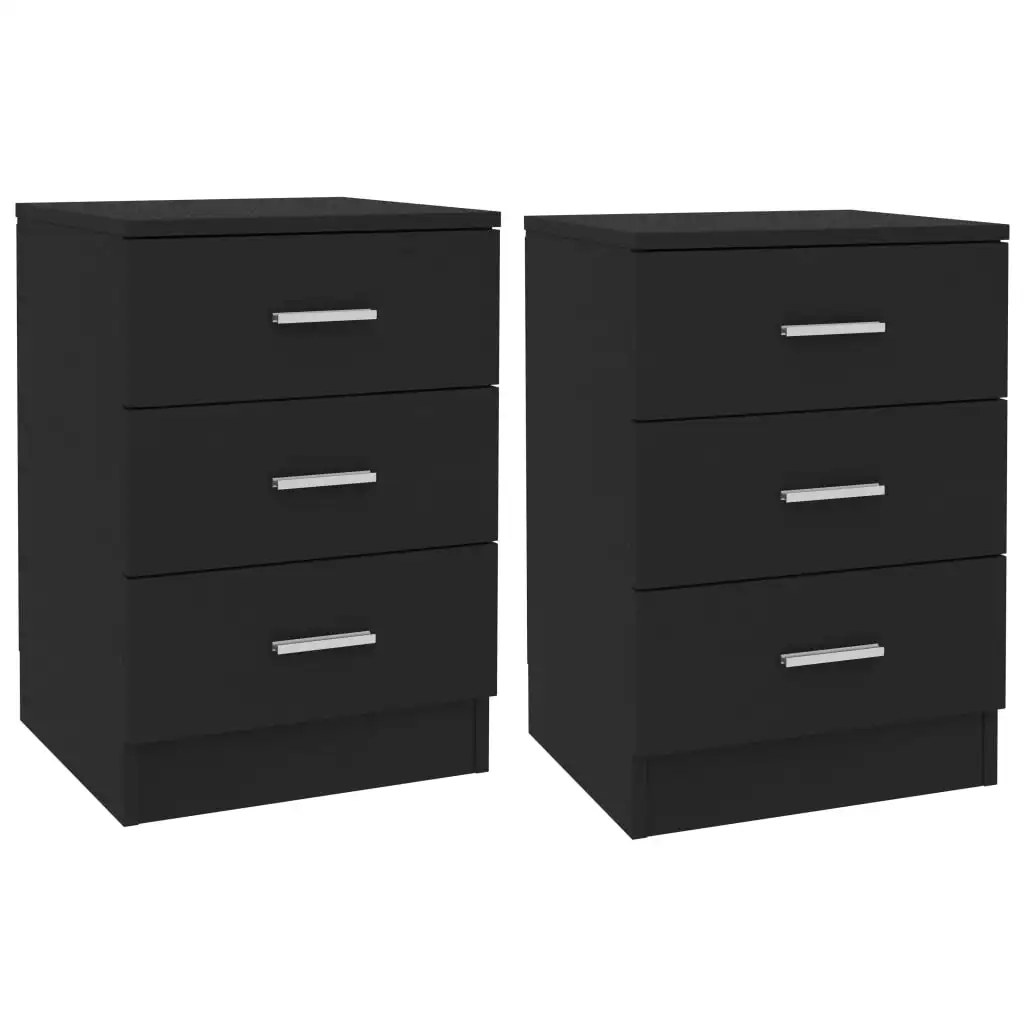 

2 pcs Bedside Cabinet, Chipboard Nightstands, Side Table, Bedrooms Furniture Black 38x35x56 cm