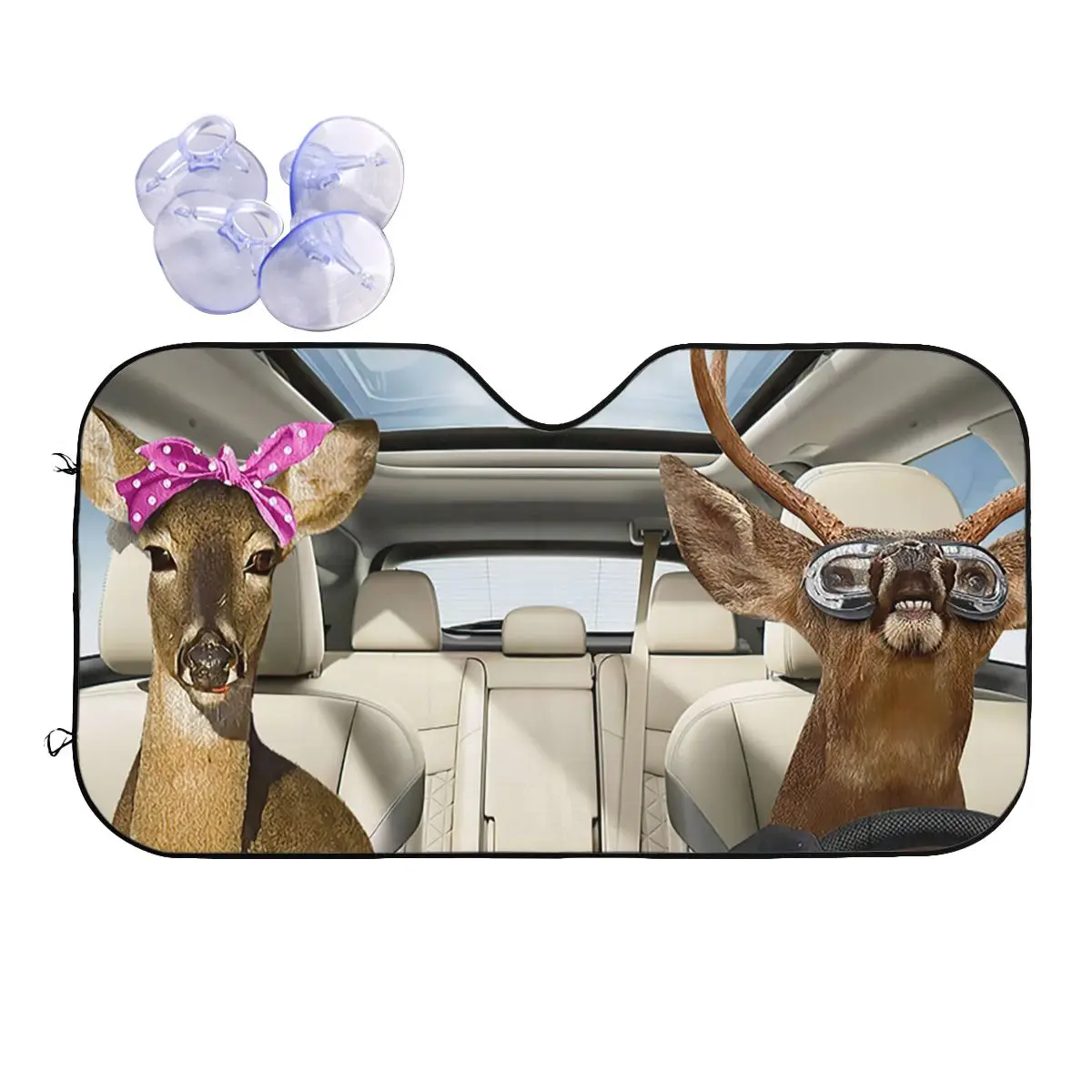 

Deer Driver Funny Windshield Sunshade 70x130cm Animals Aluminium Foil Sun Visor Car-covers