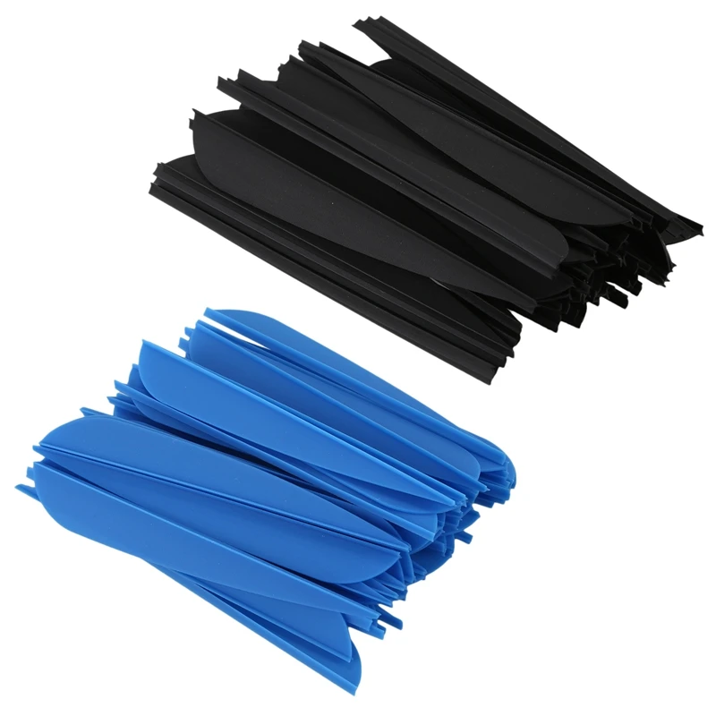 

100 Pcs Arrows Vanes 4 Inch Plastic Feather Fletching For DIY Archery Arrows - 50 Pcs Black & 50 Pcs Blue