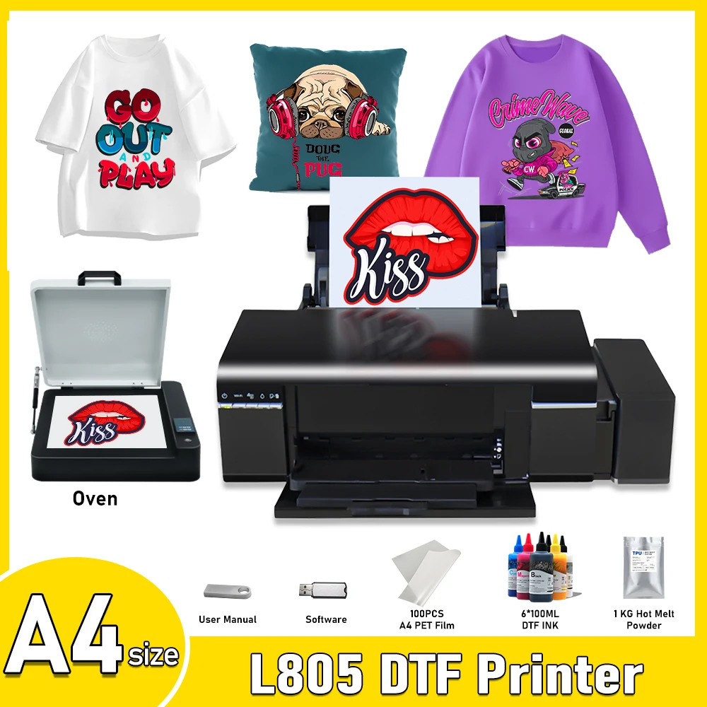 

Принтер A4 DTF L805 Печатная машина для футболок Принтер для прямой печати на пленке dtf impresora Принтер A4 DTF для футболок Толстовки Джинсы