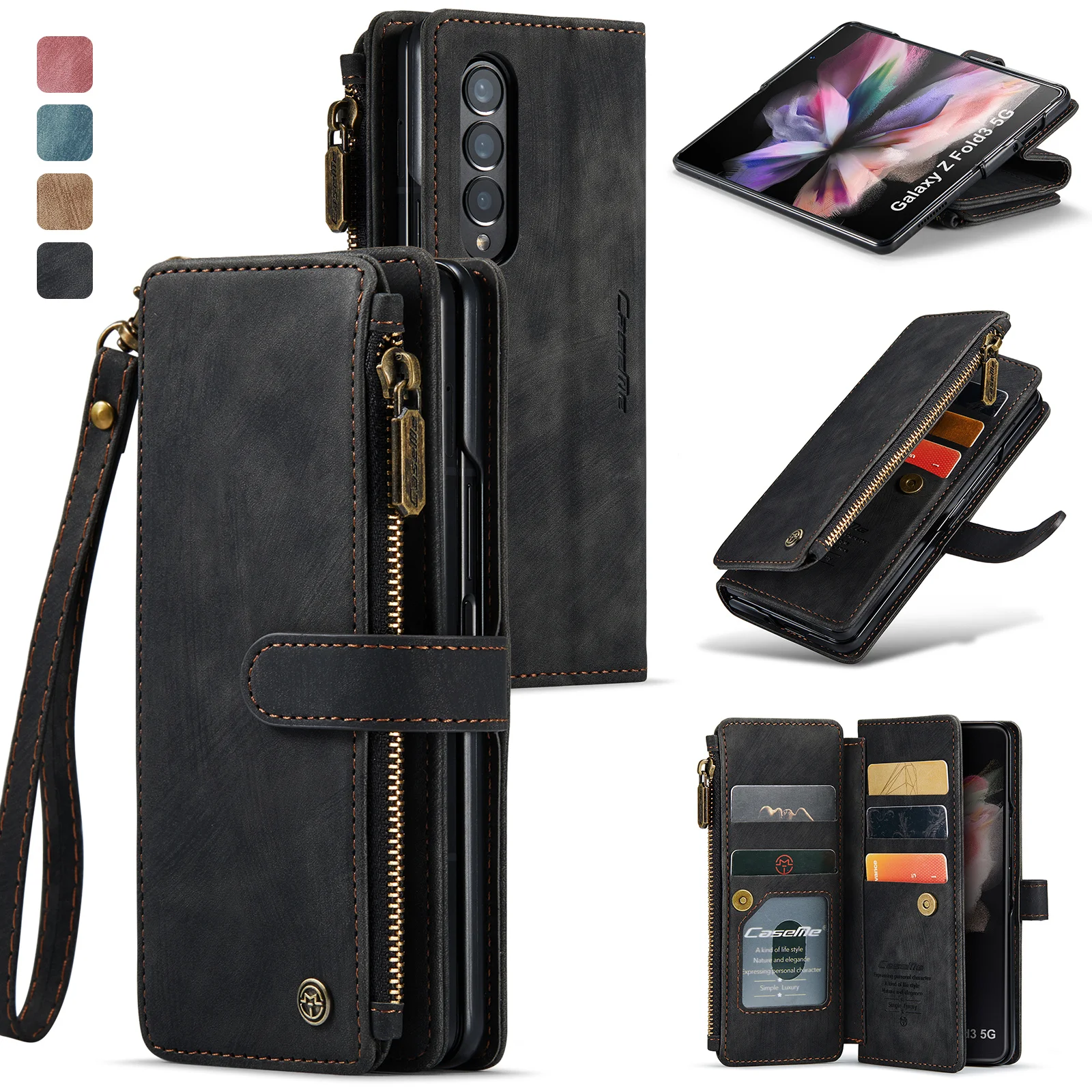 

Fall Protection Flip Leather Wallet Cover Case for Samsung Galaxy Z Fold4 Fold 4 5G Fold3 Fold 3 S23 Ultra S22 Plus S21 FE S20