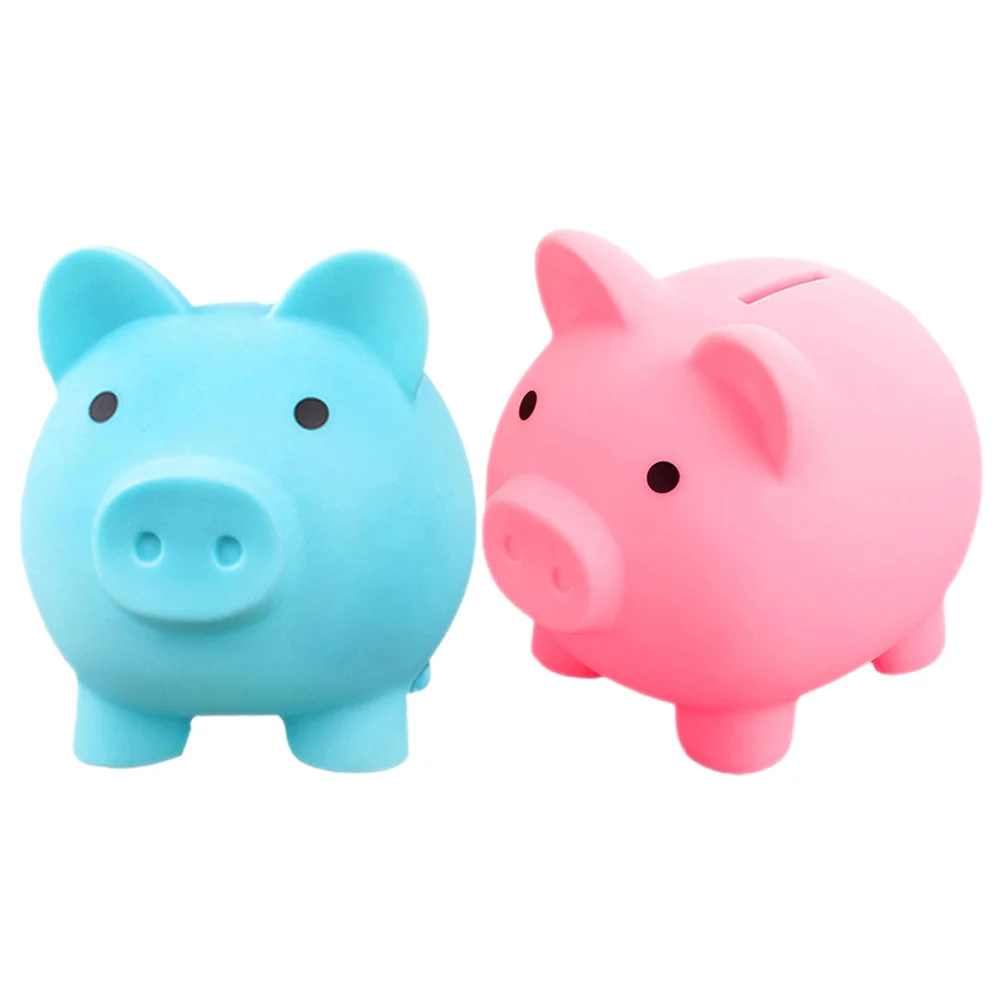 

2pcs Cartoon Piggy Bank Cute Coin Bank Shaped Money Jar Desktop Saving Pot