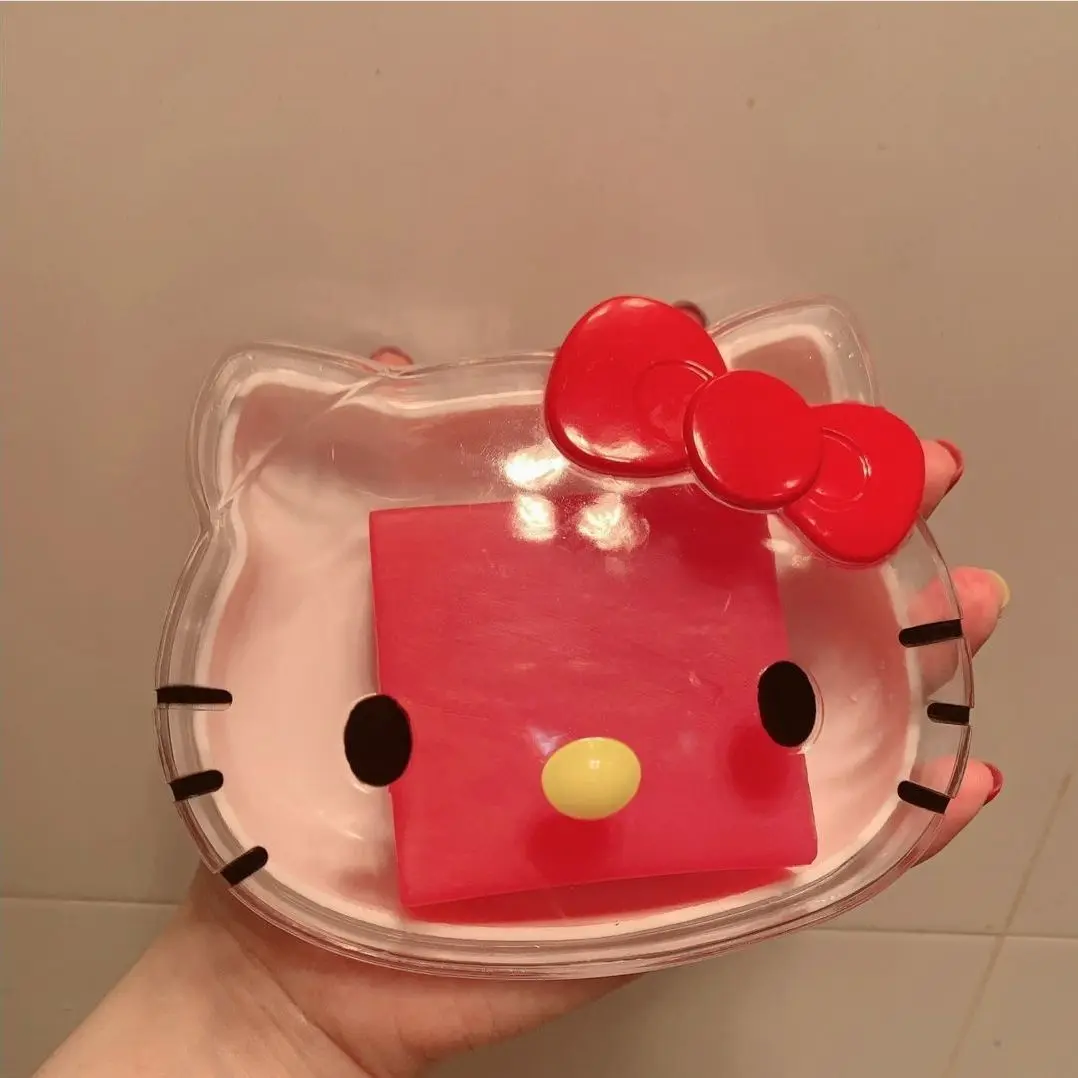 

Новинка, мыльница Hello Kitty с рисунком из мультфильма, креативная персональная Милая сливная Бытовая дорожная коробка для хранения в ванной ко...
