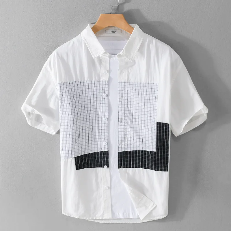 

Рубашка мужская летняя с коротким рукавом, 100% хлопок, в клетку