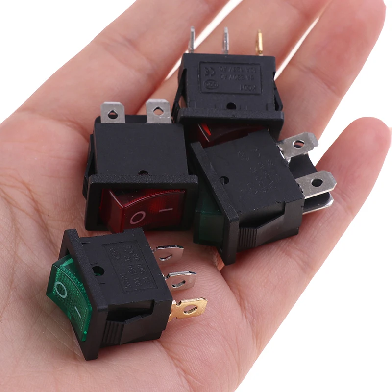 

5PCS KCD1-102N KCD1-104N Rocker Switch 2 Position 3/4 Pins Electrical Equipment With Light Switch 10A 250V/6A 125V Rocker Switch