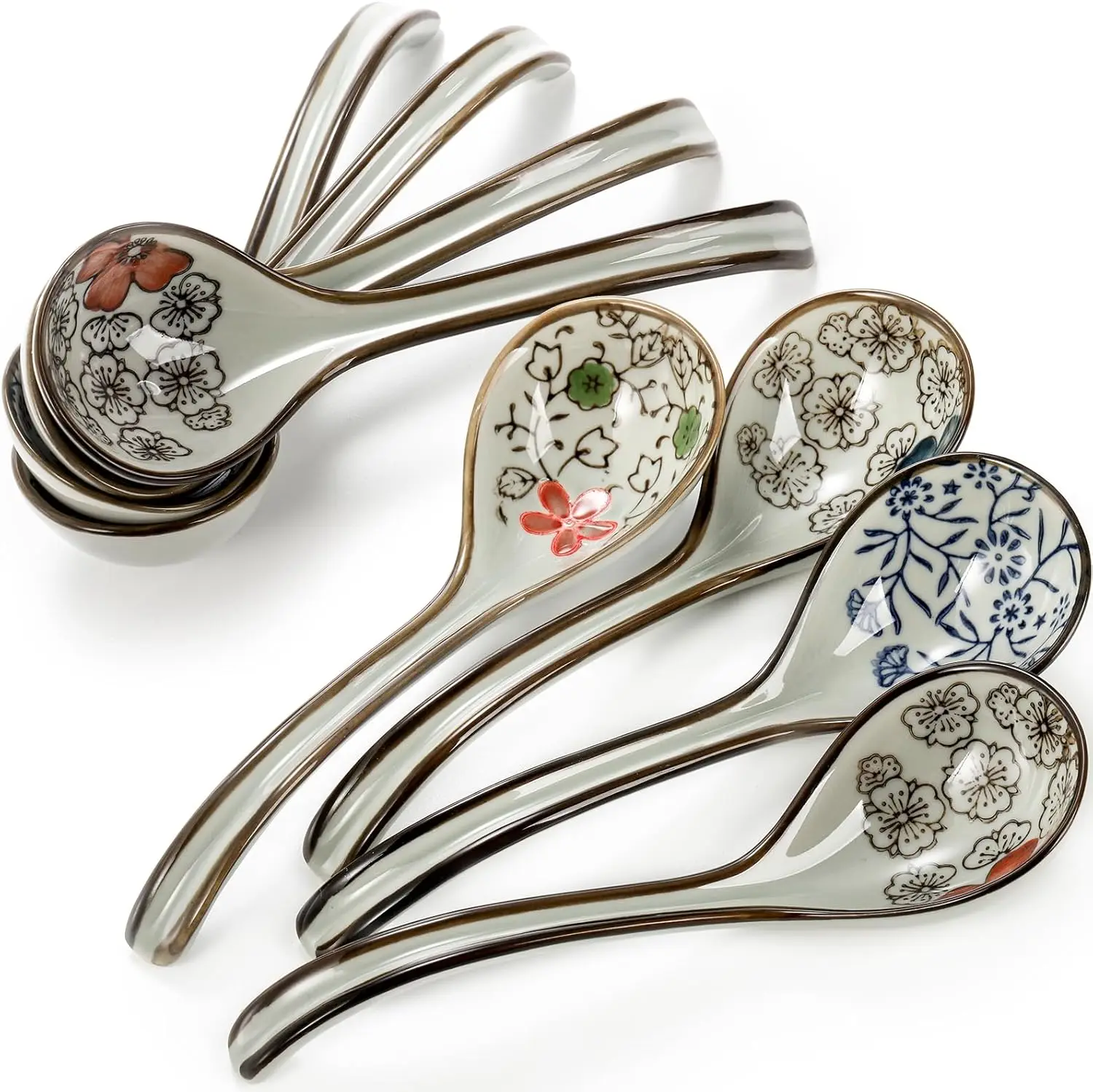 8 шт. азиатские керамические ложки для супа японская ложка рамэна с длинной