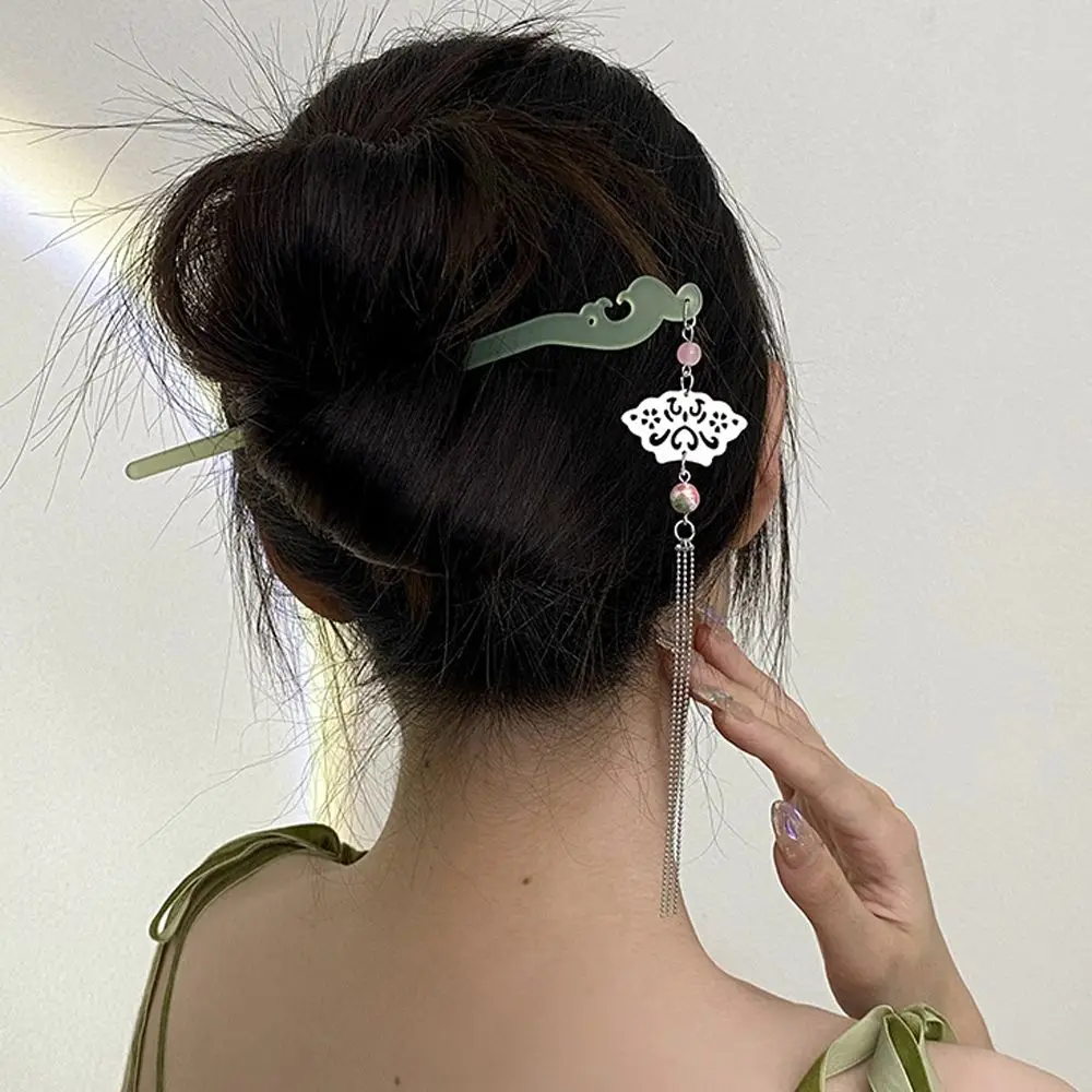 

Retro Fairy Fan Exquisite Elegant Tassel Chinese Style Hair Fork Headdress Women Hair Stick Ancient Hair Stick