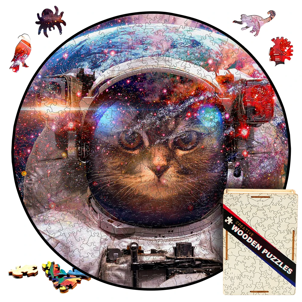 

Animal jigsaw Puzzle Galaxy Space Cat Toy Astronaut Cats Puzzles Wooden Toys For Kids Cat Kitten 3D Wood Puzzle Children Gift