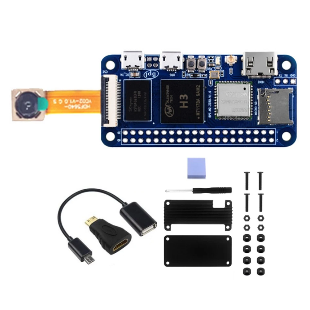 For Banana Pi M2 Zero Development Board BPI-M2 Zero Quad Core 512MB OV5640 Camera+Aluminum Case+USB Cable(Not Welded)