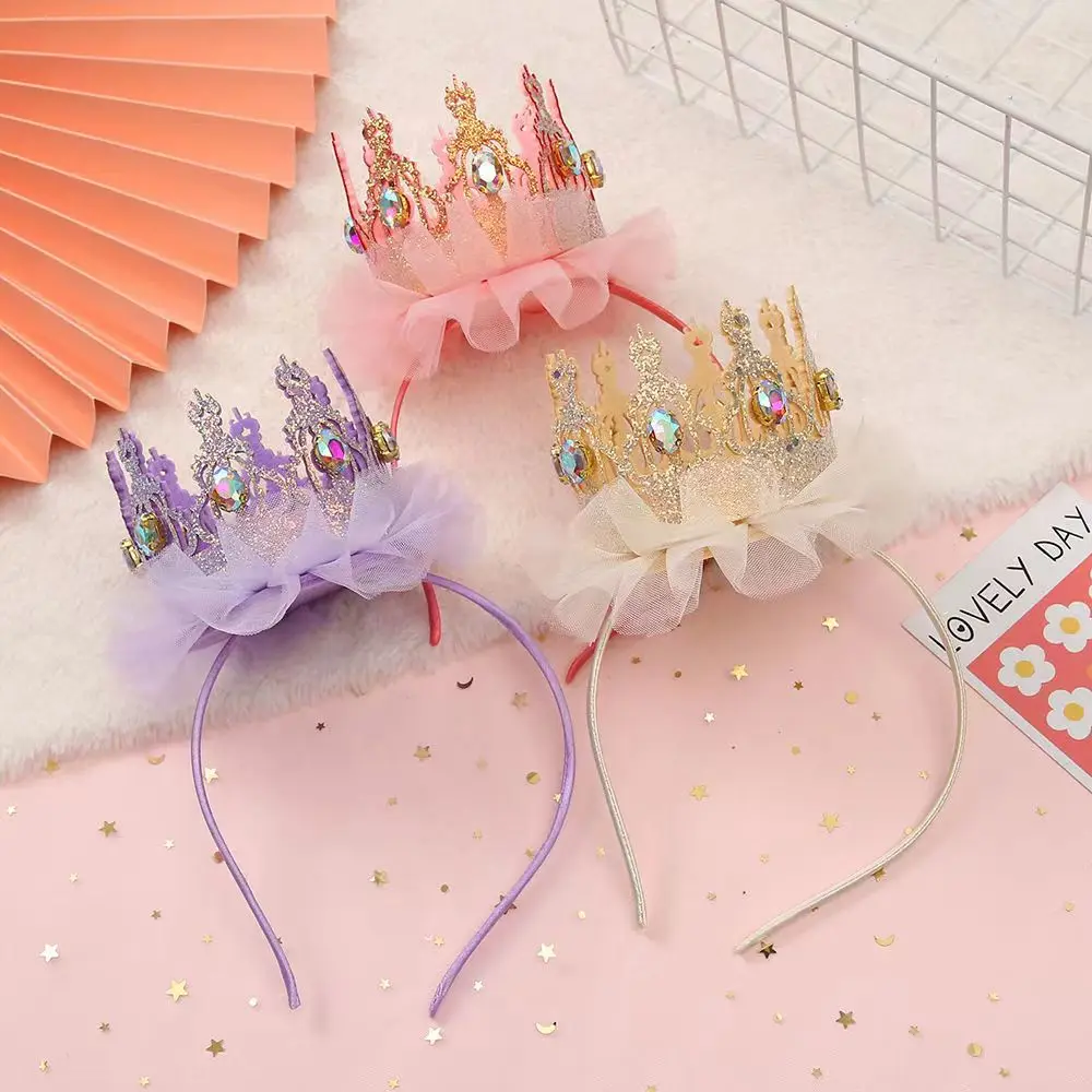 

Повязка на голову в вечерние маленькой принцессы для вечеринки в честь Дня Рождения, корона, украшение для девочки, фото, повязка на голову, Детские аксессуары для волос на день рождения девочки