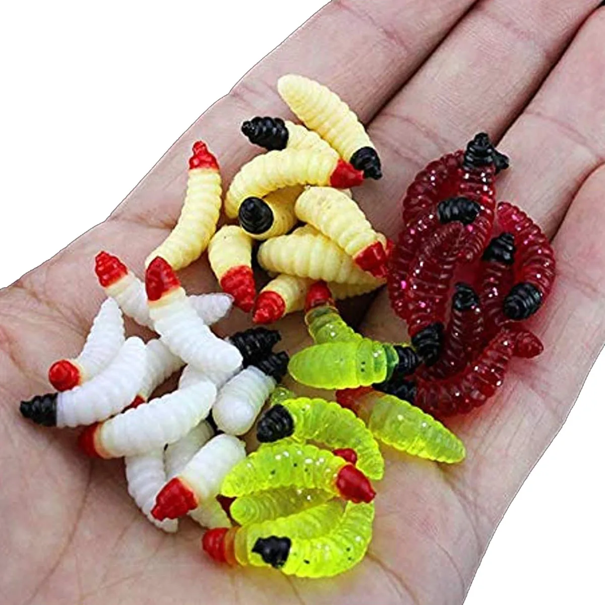 

10 Pcs Soft Baits Artificial Fishing Lure 2cm 0.4g Bionic Bread Worm Silicone Lifelike Maggot Grub with Fishy and Musky Smell