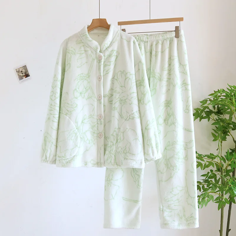 Осенне-зимняя плотная бархатная теплая домашняя одежда нижнее белье пижамы