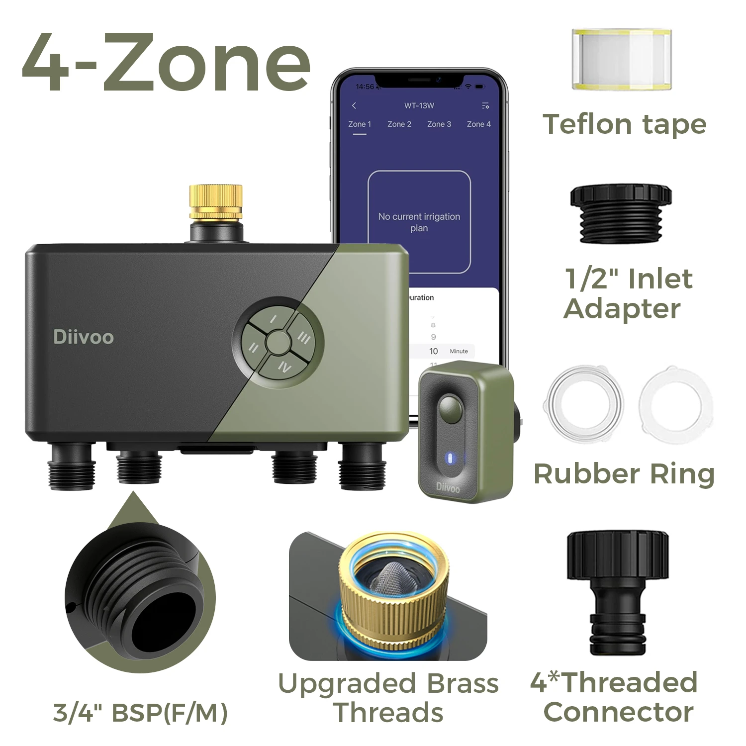 

Автоматический таймер для полива Diivoo, 4 зоны