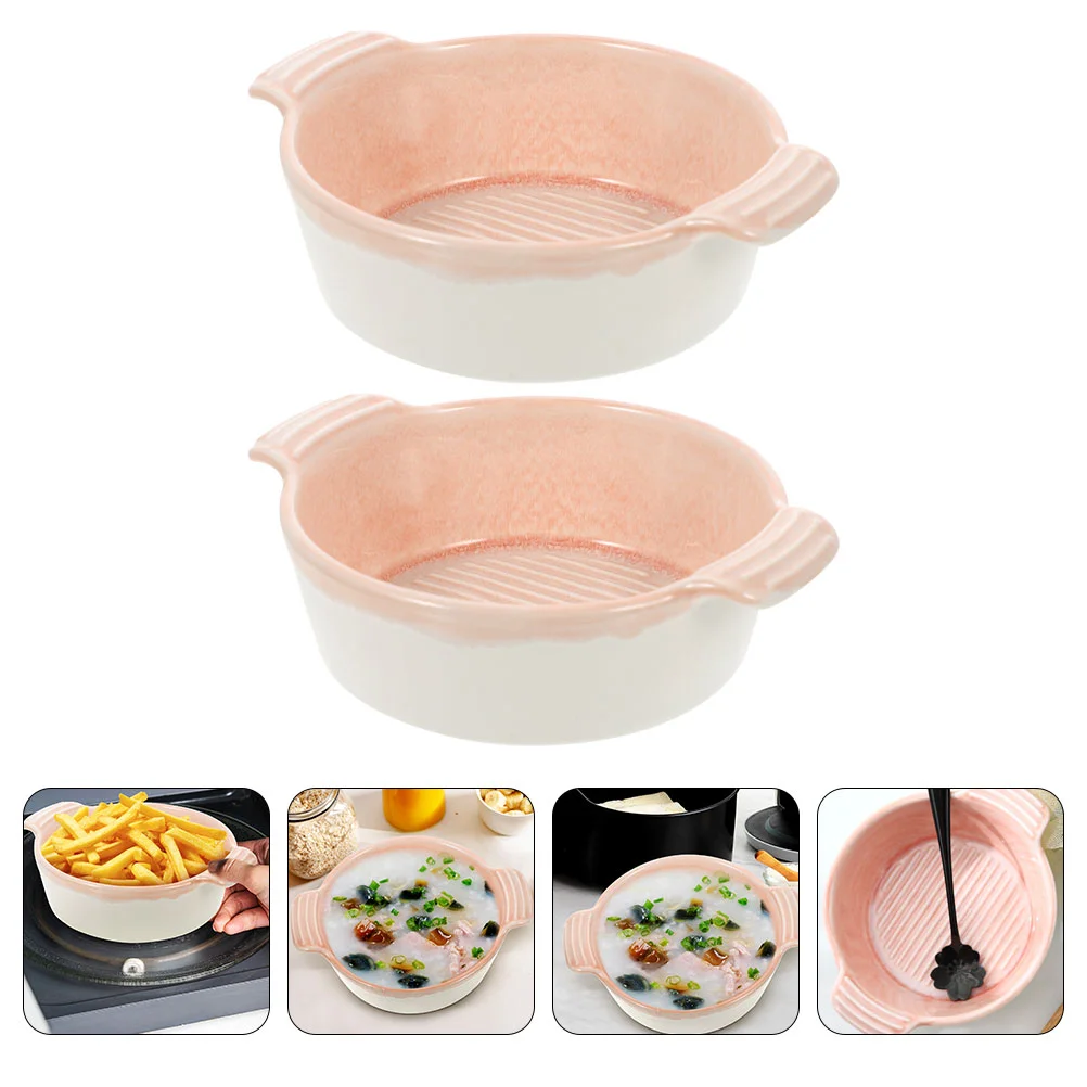 

2pcs Serving Bowls Ceramic Cake Baking Pan Ceramic Baking Dish Ceramic Baking Dish Set Baking Bowl Ceramic Soup Bowl