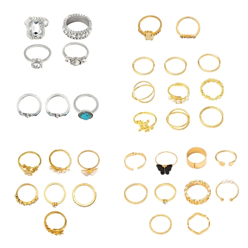 

Simple Rings Set Vintage Joint Finger Rings Jewelry for Women Girls 264E