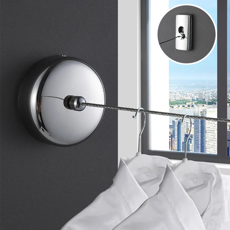 

Stainless Steel Drying Rack Indoor Telescopic Clothes Airing Artifact Balcony Clothes Invisible Telescopic Clothes Line