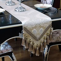 upscale luxury tassel pendant table runner high density embroidered jacquard tablecloth european cabinet dining table cover