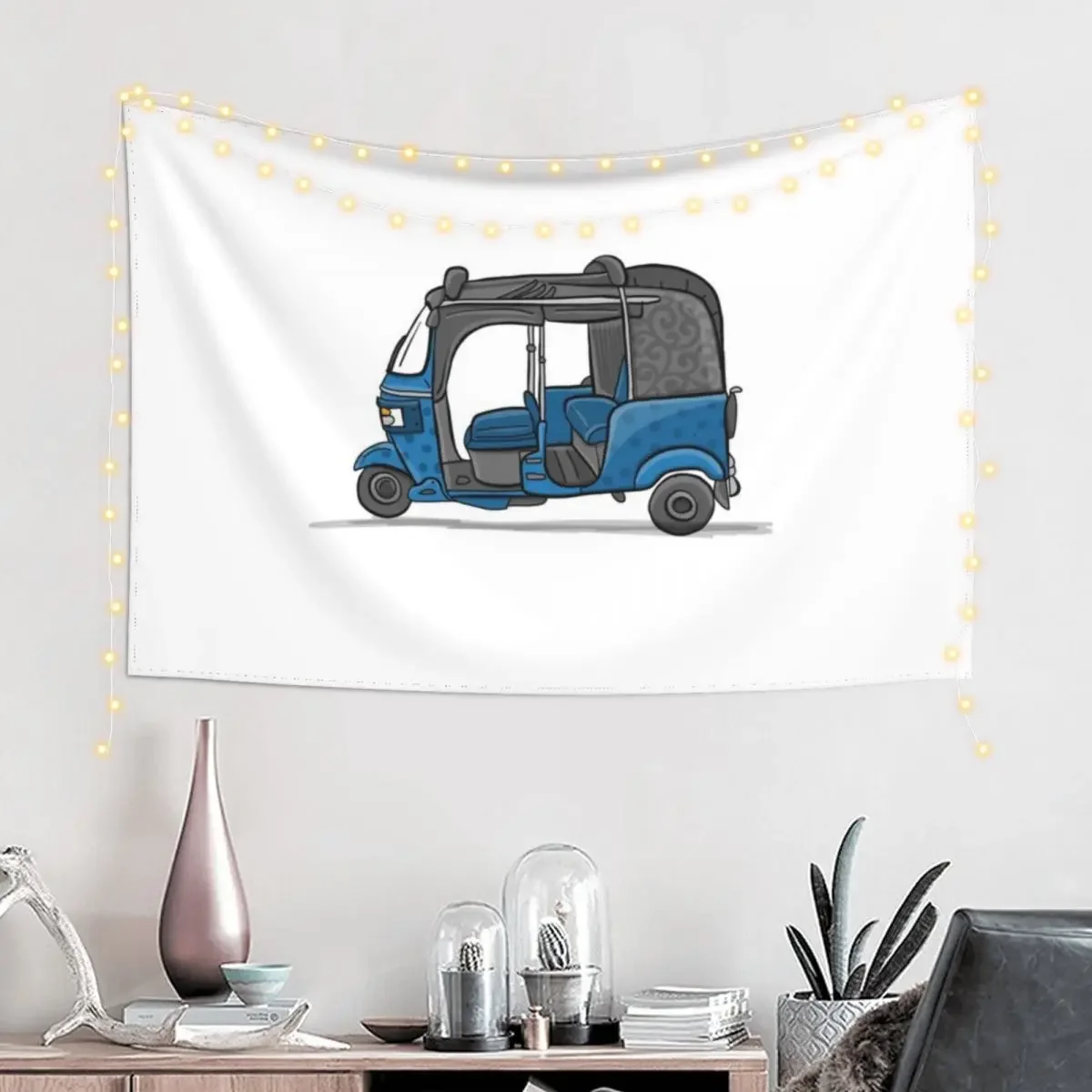 Тукtuk мотоцикл Азиатский такси Гобелен Декор комнаты Эстетический декор