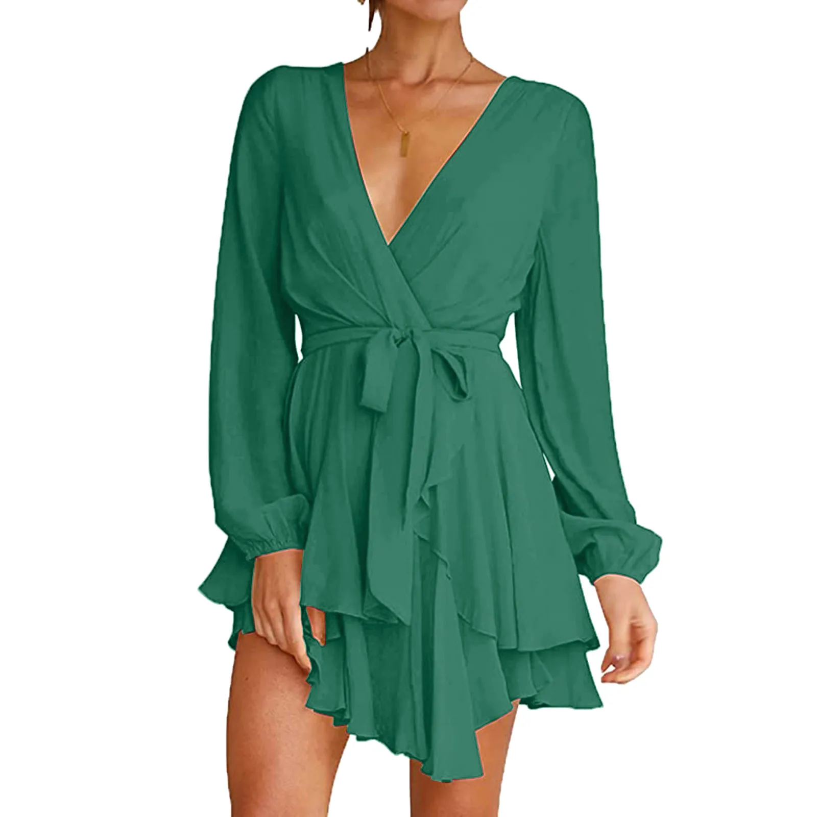

Women Summer Dress V Neck Zipper Long Sleeve Dress False Elegant Casual Dress Loose Mini Beach Dress A Dress Women Summer Dress