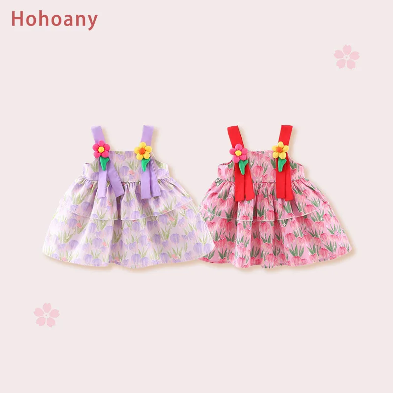 New Baby Girl Dresses Summer Sleeveless Flower Children Clothes Sweet Toddler Kids Costume Cotton Thin For 0 to 3 Years Old