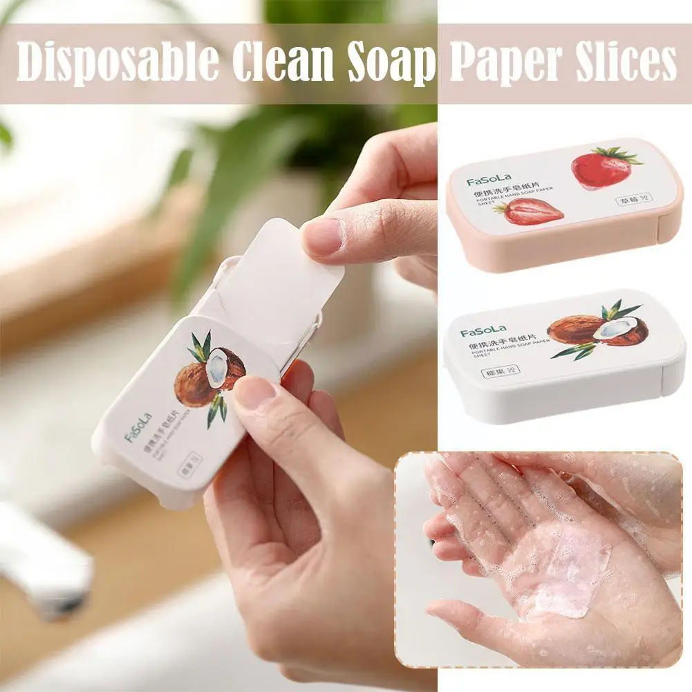 

Portable Mini Strawberry Paper Soap Disposable Hand Cleaning Scented Papers Hand Bath Supplies Travel Washing Care Soaps So H1E3