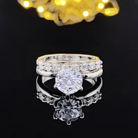 original silver color bride aaa cubic zirconia for women wedding ring set eternity band wholesale christmas gift r5498