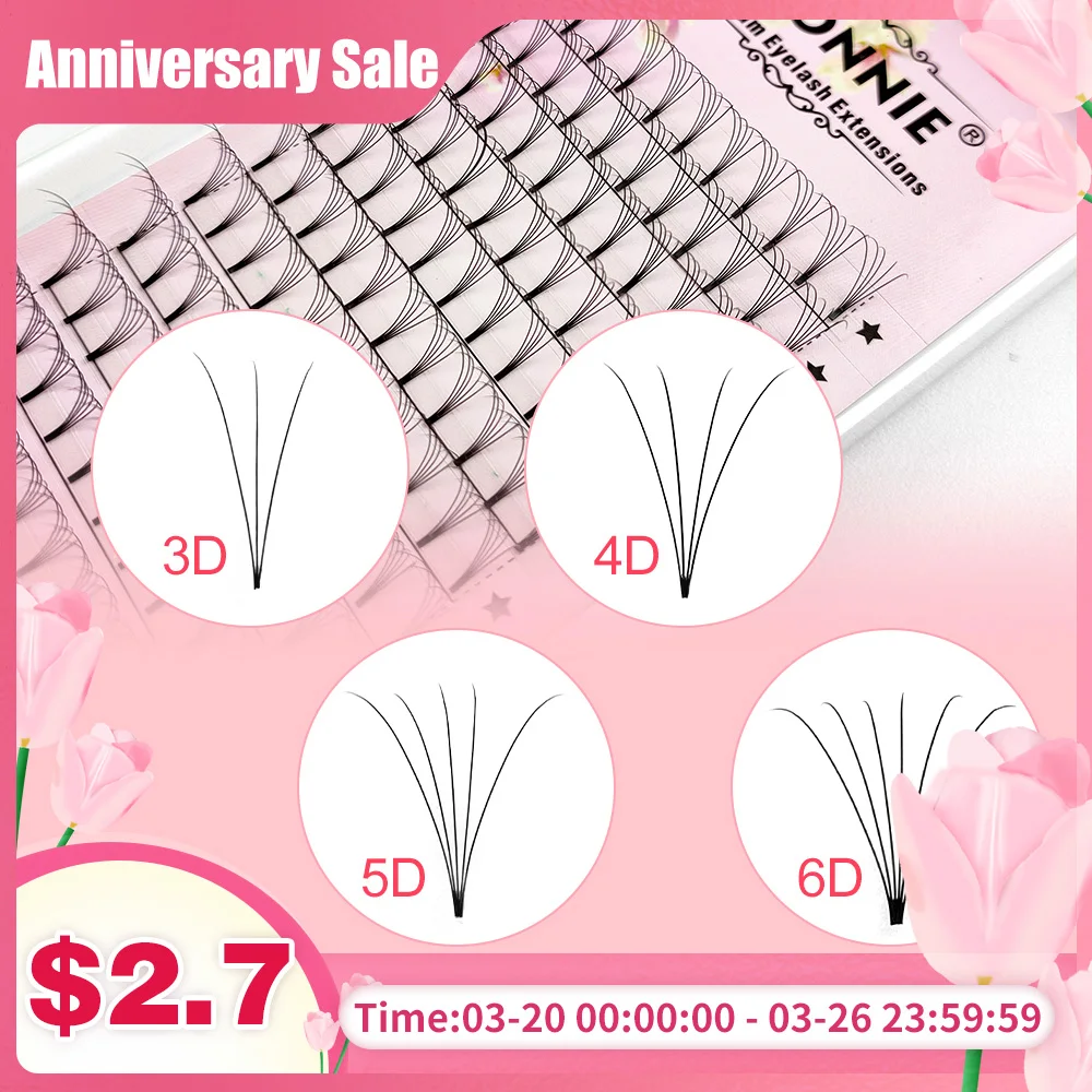 ABONNIE Premade Volume Fans Short Stem 3d/4d/5d/6d Russian  Eyelash Extension Mink Eyelash Extension All Size Lashes Tray