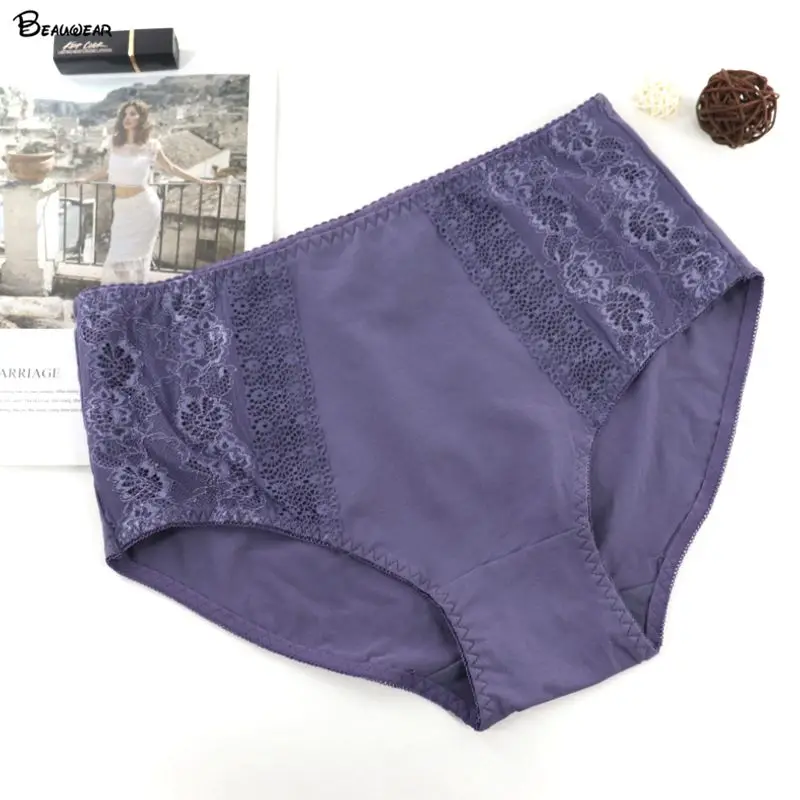 Beauwear Women's Floral Lace Panties Plus Size Female Breathable Underwear Ultra Thin Lingeries for Ladies Soft Comfort Briefs