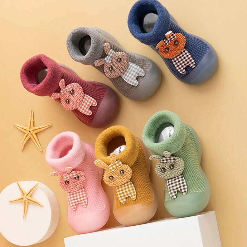 

Baby Toddler Shoes Newborn Thicken Warm Baby Non-slip First Walkers Toddler Boy Shoes Cute Cartoon Knitted Cotton Shoes Gifts