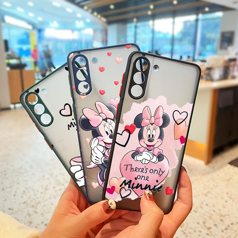 

Pink Mickey Mouse Disney For Samsung Galaxy S21 S20 FE Ultra S10 Lite S9 S8 Plus 5G Frosted Translucent Soft Phone Case