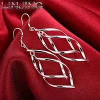 linjing 2022 new 925 sterling silver earrings fashion jewelry elegant woman earrings hanging drop long wedding christmas gifts