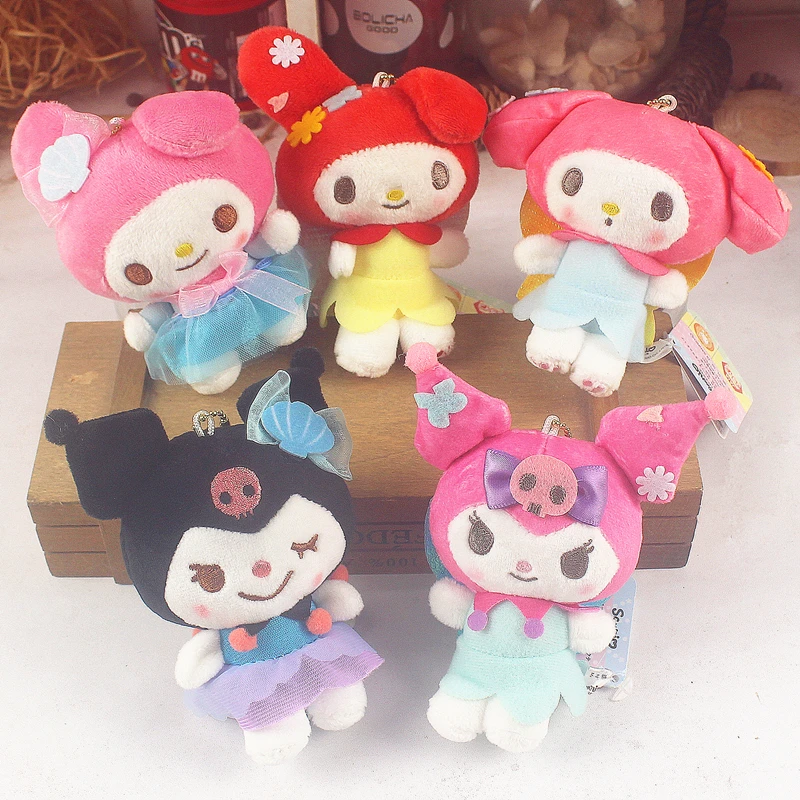 

Kawaii Sanrio 10cm Hello Kitty Plush Keychain Toy Series My Melody Kuromi toys Pendant Dress up Spotify Premium gifts for girl