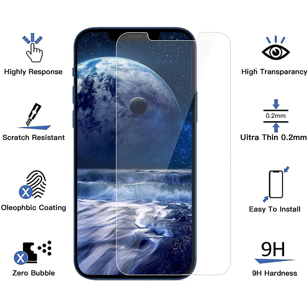 3Pcs Protective Tempered glass on For iPhone 14 13 12 11 Pro Max XS Max XR screen protector For iphone 14 Plus 12 13 Mini glass