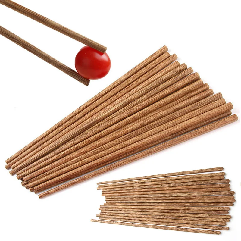 

2Pairs Wooden Chopsticks Tableware Chinese Solid Wood Chop Sticks Healthy Reusable Dinnerware Home Kitchen Tools