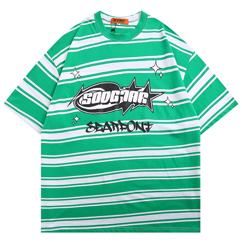 

Mens Letter Print Striped T Shirt 2022 SS Unisex Short Sleeve t shirts Male Oversize O-neck T-shirt футболка мужская 100%Cotton