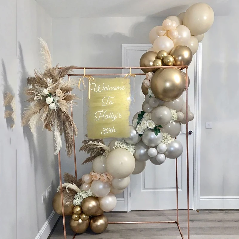 

1set Gold Chrome Balloons Garland Arch Kit Pearl White Latex Ballons White Artificial Flowers Party Decors Baby Shower Globos
