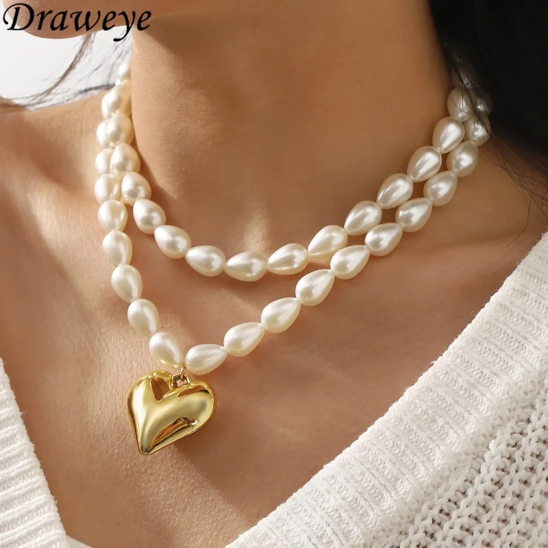 Ожерелья с жемчугом Draweye для женщин винтажные двухслойные модные ювелирные