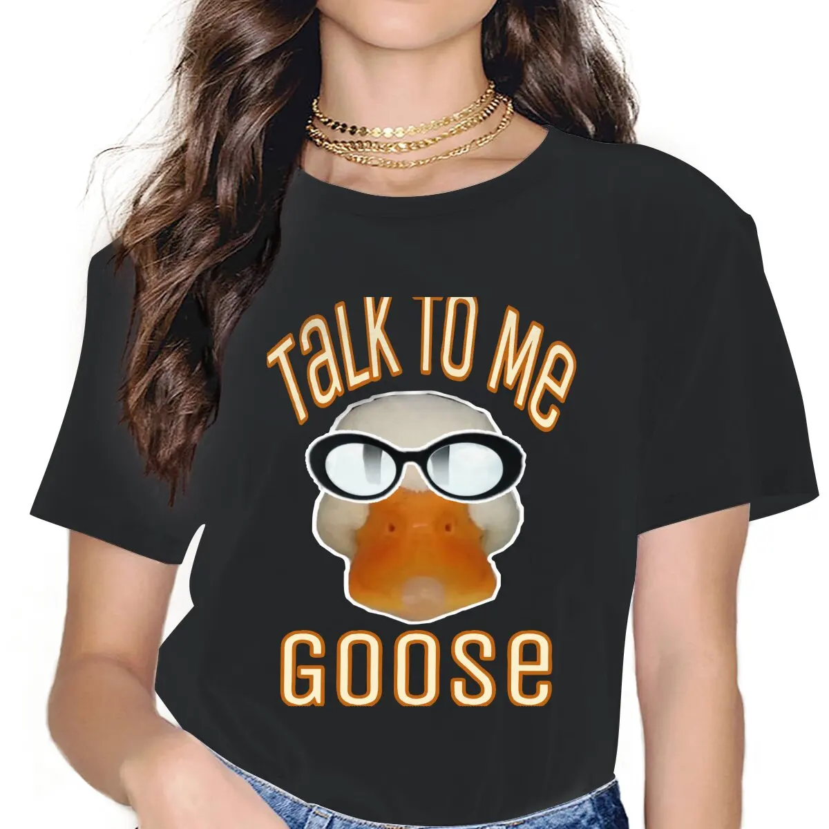 

Shades USA Funny Movie Saying Top Gun Animal Right Women Clothes Talk to Me Goose Oversized T-shirt Kawaii Vintage Female Top