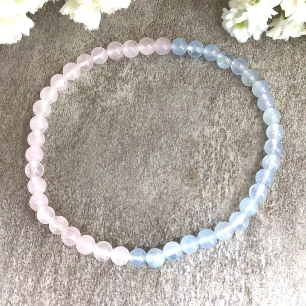 Ruberthen 4 мм натуральный розовый кварц Аквамариновый бисерный браслет женский